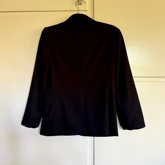 Alice & Olivia Black Shawl Collar Blazer Ruched Sleeve Cuffs Size Medium - Picture 7 of 10